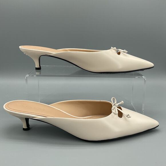 Coach Women’s Runway Leather Mules Chalk Size 10B - Picture 1 of 10